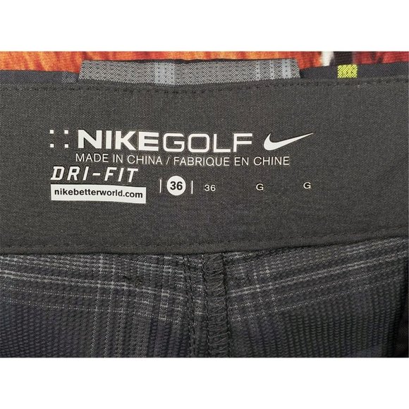 Nike Tartan Plaid Flat Front Golf Shorts Men’s Size 36 Grey Green 648319-060 - Picture 4 of 4